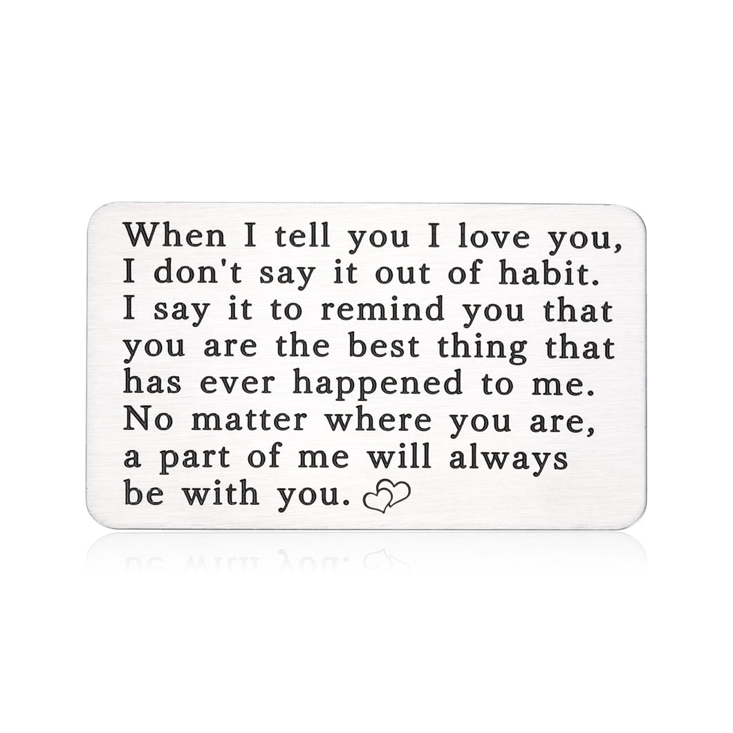 Romantic Wallet Insert Card for Him Boyfriend Valentines Day Anniversary Engraved I Love You Gifts for Husband Fiance Wedding Engagement Birthday from Wife Girlfriend Couple Christmas Mini Love Note