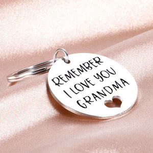 Grandma Gifts Keychain from Grandchild Grandson Granddaughter Mothers Day Gifts for Grandmother Remember I Love You Grandma Keyring Birthday Christmas Thanksgiving Wedding Presents