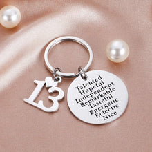Load image into Gallery viewer, Happy Birthday Keychain Gift 13th Charms Key Ring Best Friends Family Son Daughter Granddaughter Jewelry
