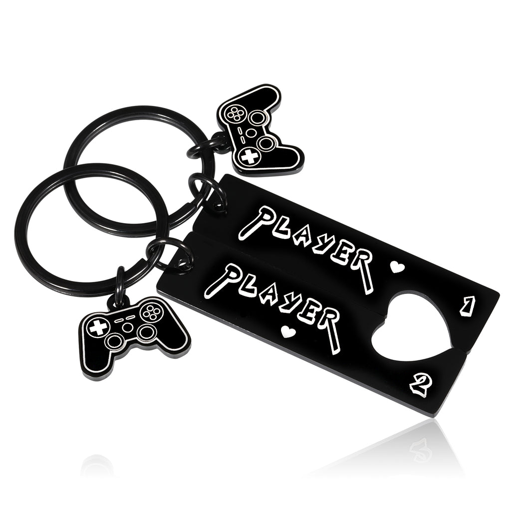 Player 1 Player 2 Christmas Valentines Day Gifts for Boyfriend Girlfriend Funny Gamer Gifts for Couples Matching Keychain for Men Husband from Wife Couple for Fiance Groom Birthday Anniversary Wedding