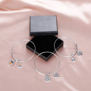 3Pcs Mothers Day Birthday Wedding Gift Bracelet Bangles Charms for Wife Teen Girls Women Kids Mom Daughter Wife Grandma Jewelry Present Silver Crystal Pendants Christmas Valentine's Day