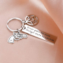 Load image into Gallery viewer, Supernatural Tv Show Supernatura Keychain Merchandise Gift Fan Inspirational Music Lover Gift Best Friend Coworker Driver Picks The Music Shotgun Shuts His Cakehole Supernatural
