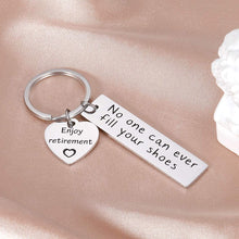 Load image into Gallery viewer, Tritiara Retirement Gifts for Boss Coworkers Men Women Nurse Keychain -Thank You Appreciation Funny Gift Mens Keyring Supervisor Boss Colleagues Birthday Wedding- No One Can Ever Fill Your Shoes
