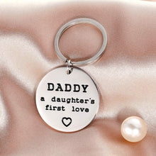 Load image into Gallery viewer, Tritiara Dad Gift from Daughter Inspirational Key Chain for Stepdad Papa- Daddy A Daughter’s First Love Fathers Day Keyring Birthday Wedding Chrismas
