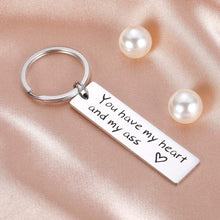 Load image into Gallery viewer, Tritiara Anniversary Gift Keychain for Husband Boyfriend Him from Girlfriend Wife Birthday for Couple You Have My Heart and My Ass Keyring I Love You Wedding Valentines Day Gifts
