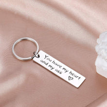 Load image into Gallery viewer, Tritiara Anniversary Gift Keychain for Husband Boyfriend Him from Girlfriend Wife Birthday for Couple You Have My Heart and My Ass Keyring I Love You Wedding Valentines Day Gifts
