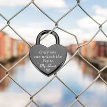 Load image into Gallery viewer, Love Lock Gifts for Him Boyfriend Engraved Heart Padlock with Key for Valentines Anniversary Heart Shaped Lock Keepsake for Husband Fiance from Her Wife Girlfriend Couple Birthday Engagement Wedding
