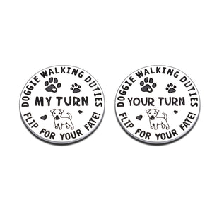 Doggie Walking Duties Decision Coin for Women Men Funny Gifts for Dog Lover Pet Owner Dog Decision Maker Gifts for Husband Boyfriend Family Dog Adoption Day Birthday Gift for Home Mom Dad Double-Sided