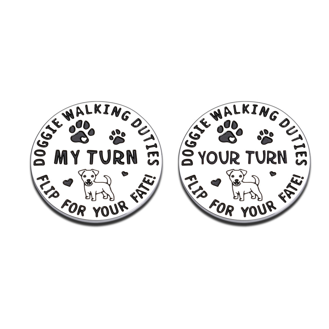 Doggie Walking Duties Decision Coin for Women Men Funny Gifts for Dog Lover Pet Owner Dog Decision Maker Gifts for Husband Boyfriend Family Dog Adoption Day Birthday Gift for Home Mom Dad Double-Sided