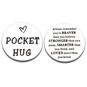 Pocket Hug Token Inspirational Gifts for Women Men Birthday Encouragement Gifts for Son Daughter Teens Long Distance Relationship Keepsake for Friends Going Away Christmas Graduation Gift Double-Sided