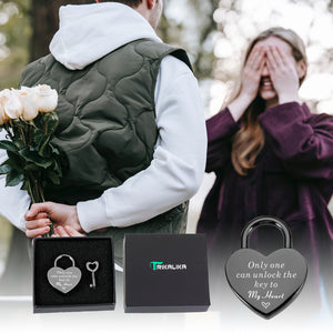 Love Lock Gifts for Him Boyfriend Engraved Heart Padlock with Key for Valentines Anniversary Heart Shaped Lock Keepsake for Husband Fiance from Her Wife Girlfriend Couple Birthday Engagement Wedding