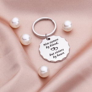 Best Friend Gifts Sister Keychain for Women Girls BFF Gift Not Sisters by Blood But Sisters by Heart Friendship Birthday Graduation Wedding Key Ring Pendant Charm