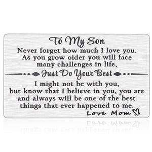 Gifts for Son from Mom to My Son Birthday Christmas Gifts Wallet Card for Him Son I Love You Engraved Inserts Card Valentines Graduation Anniversary Inspirational Back to School Gifts for Kids Boys