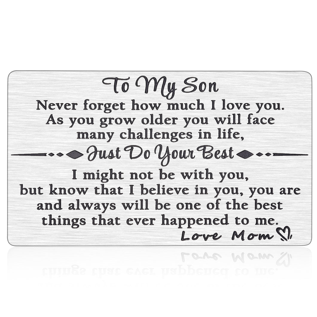 Gifts for Son from Mom to My Son Birthday Christmas Gifts Wallet Card for Him Son I Love You Engraved Inserts Card Valentines Graduation Anniversary Inspirational Back to School Gifts for Kids Boys