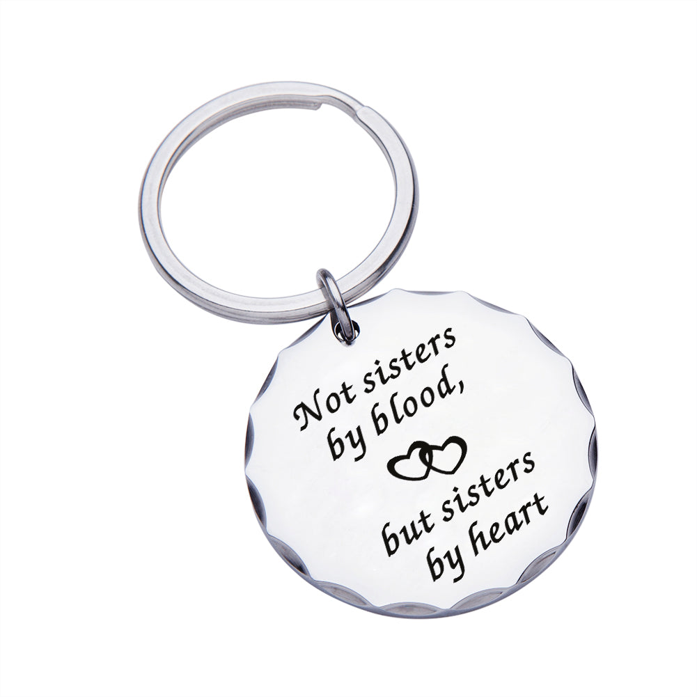 Best Friend Gifts Sister Keychain for Women Girls BFF Gift Not Sisters by Blood But Sisters by Heart Friendship Birthday Graduation Wedding Key Ring Pendant Charm